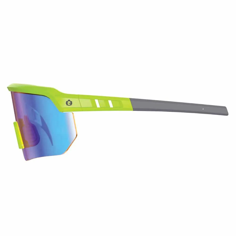 Ergodyne 55017 AEGIR-MI Lime Frame Blue Mirror Lens Safety Glasses