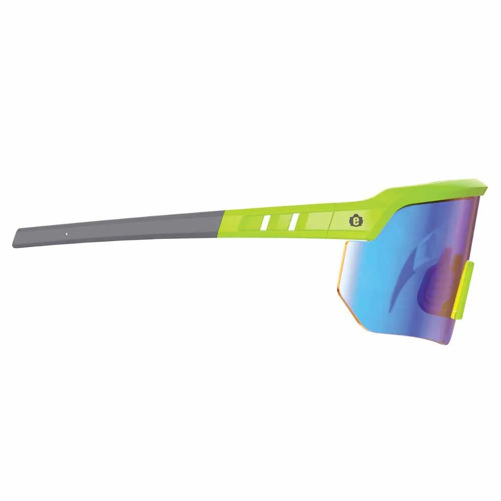 Ergodyne 55017 AEGIR-MI Lime Frame Blue Mirror Lens Safety Glasses