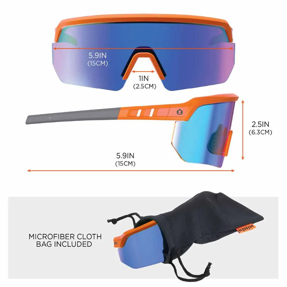 Ergodyne 55021 AEGIR-MI Orange Frame Blue Mirror Lens Safety Glasses