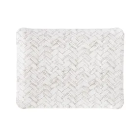 Fabric Tray Small Basketweave Beige