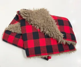 Faux Fur Blanket Large - Buffalo Plaid