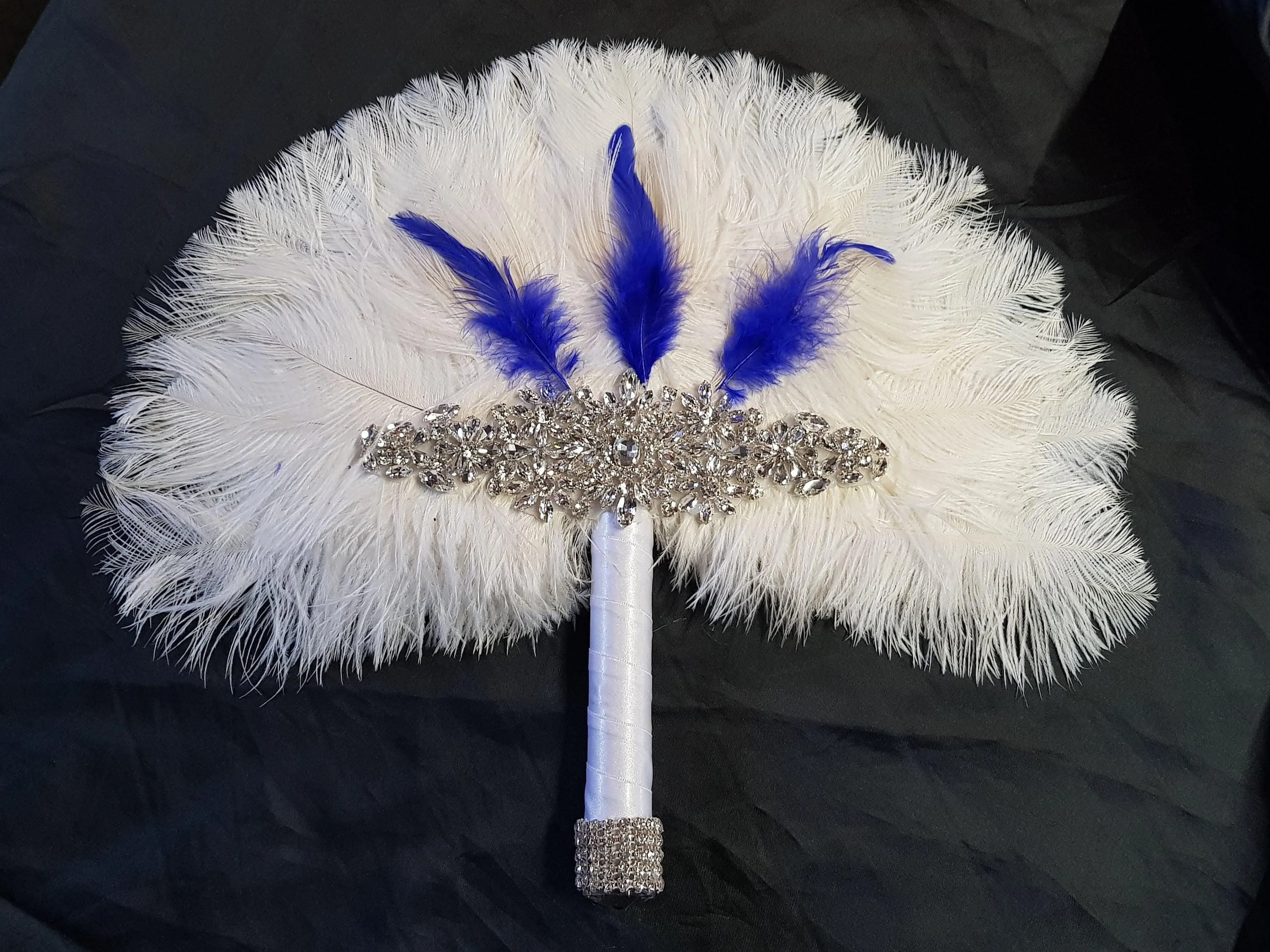 Feather Fan bouquet, Great Gatsby wedding style 1920's - any colour as custom made by Crystal wedding uk