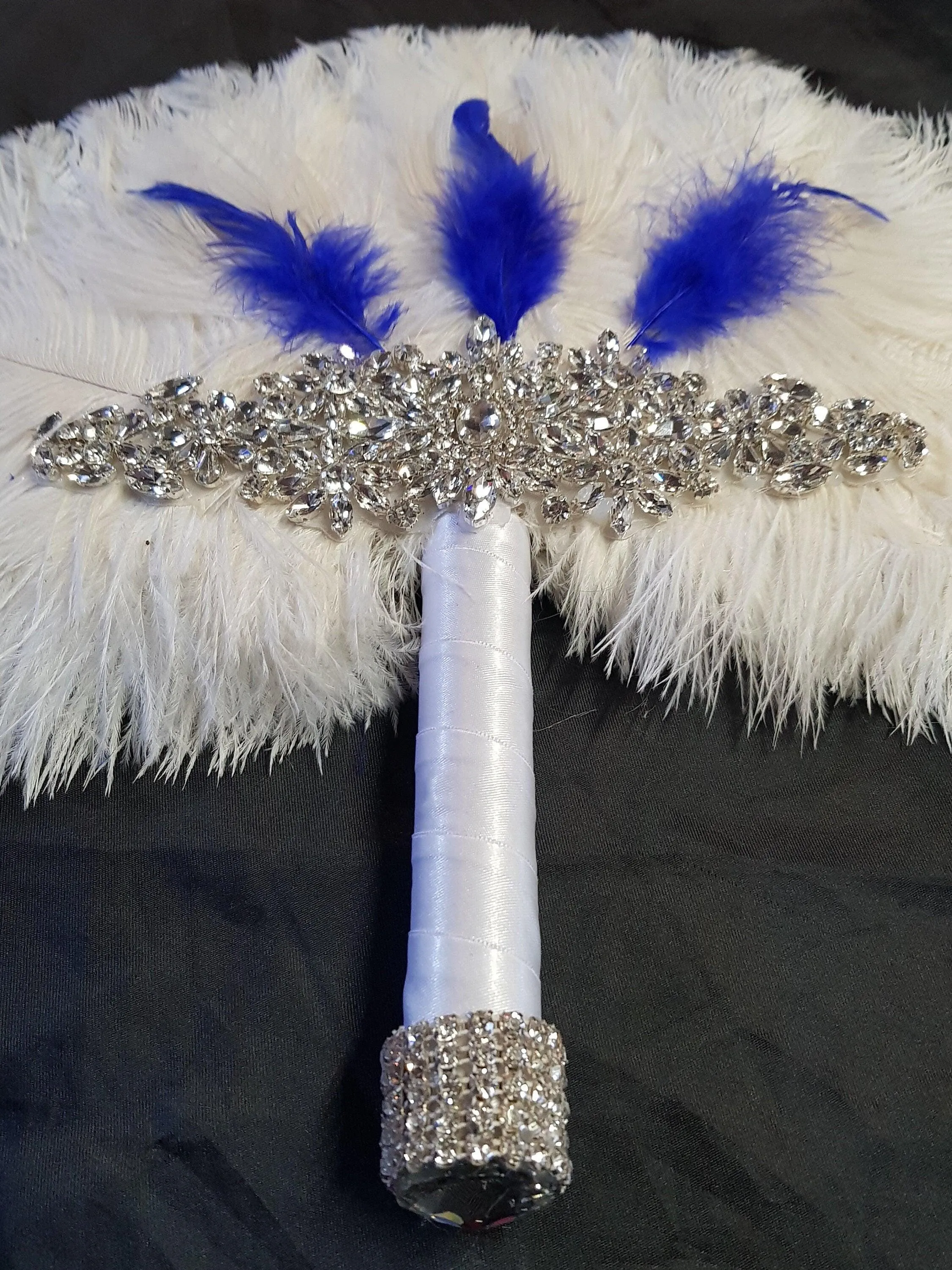 Feather Fan bouquet, Great Gatsby wedding style 1920's - any colour as custom made by Crystal wedding uk