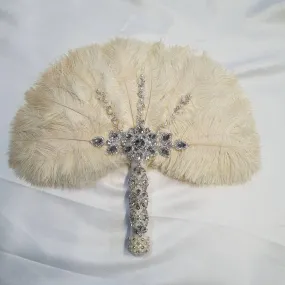 Feather Fan wedding bouquet, Ostrich feather bouquet by Crystal wedding uk