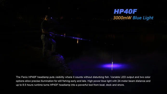 Fenix HP40F 2 x 18650 / 4 x CR123A CREE XP-E2 M3 / XP-G2 R5 450 Lumen LED Fishing Headlamp