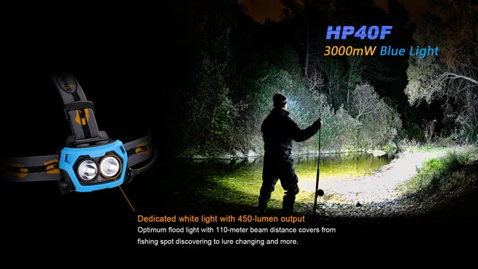 Fenix HP40F 2 x 18650 / 4 x CR123A CREE XP-E2 M3 / XP-G2 R5 450 Lumen LED Fishing Headlamp