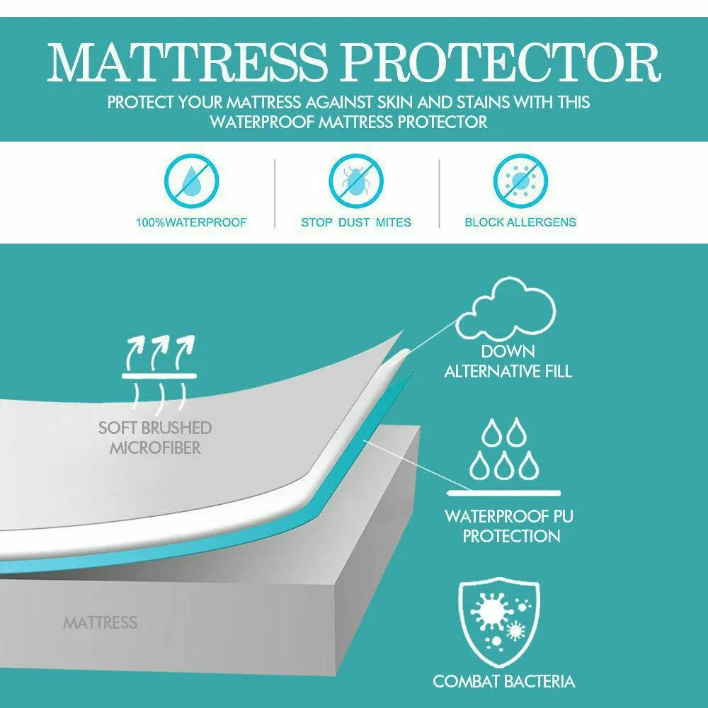 Fitted Waterproof Bed Mattress Protectors Covers Super King