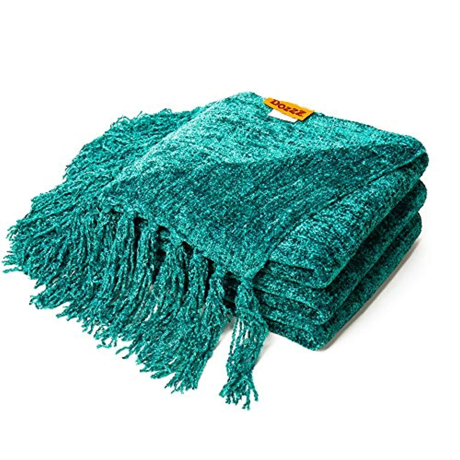 Fluffy Knitted Throw Blanket with Decorative Fringe for Home Décor