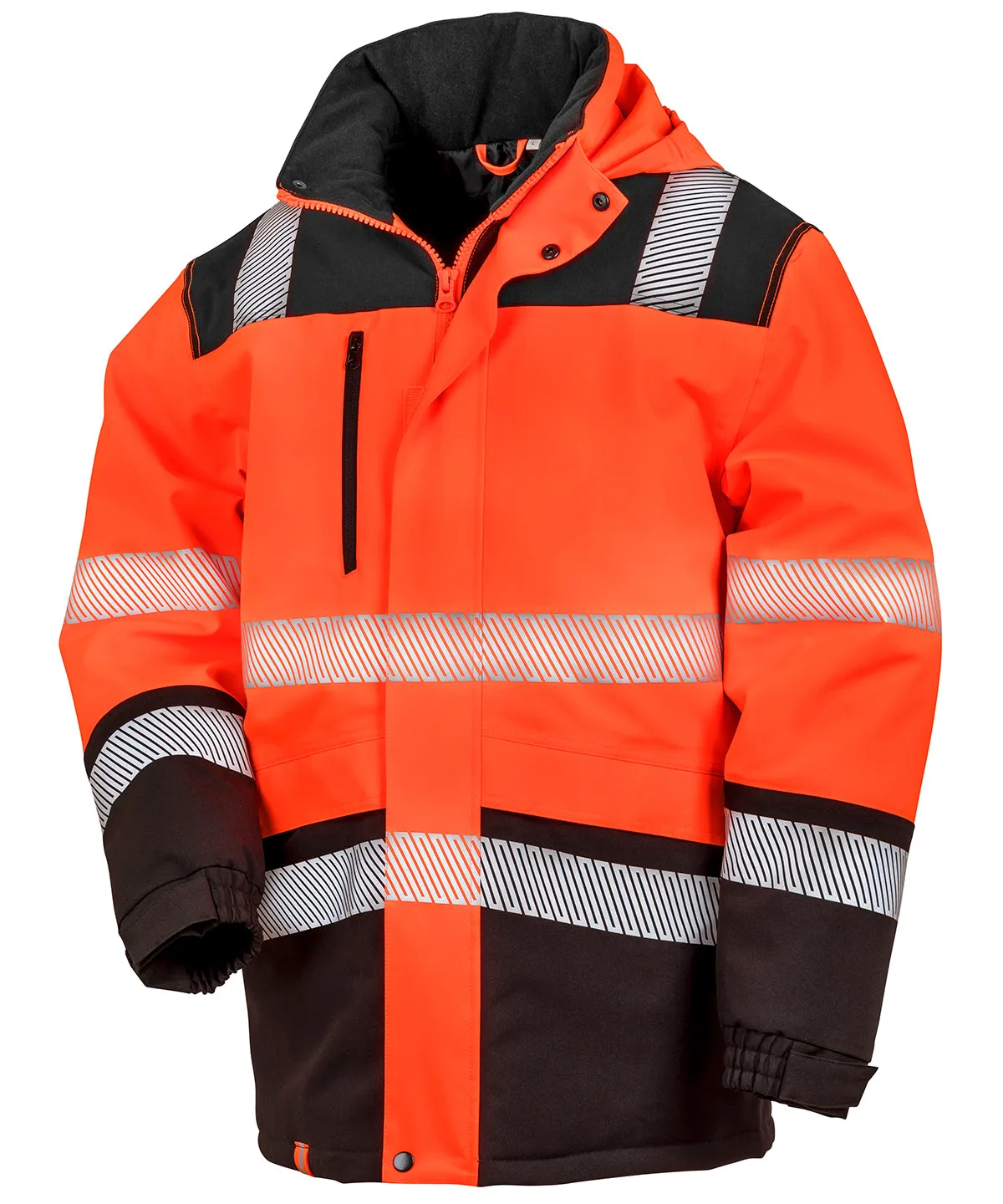 Fluorescent Orange/Black - Printable softshell safety coat