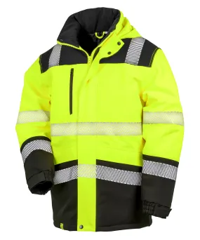 Fluorescent Yellow/Black - Printable softshell safety coat