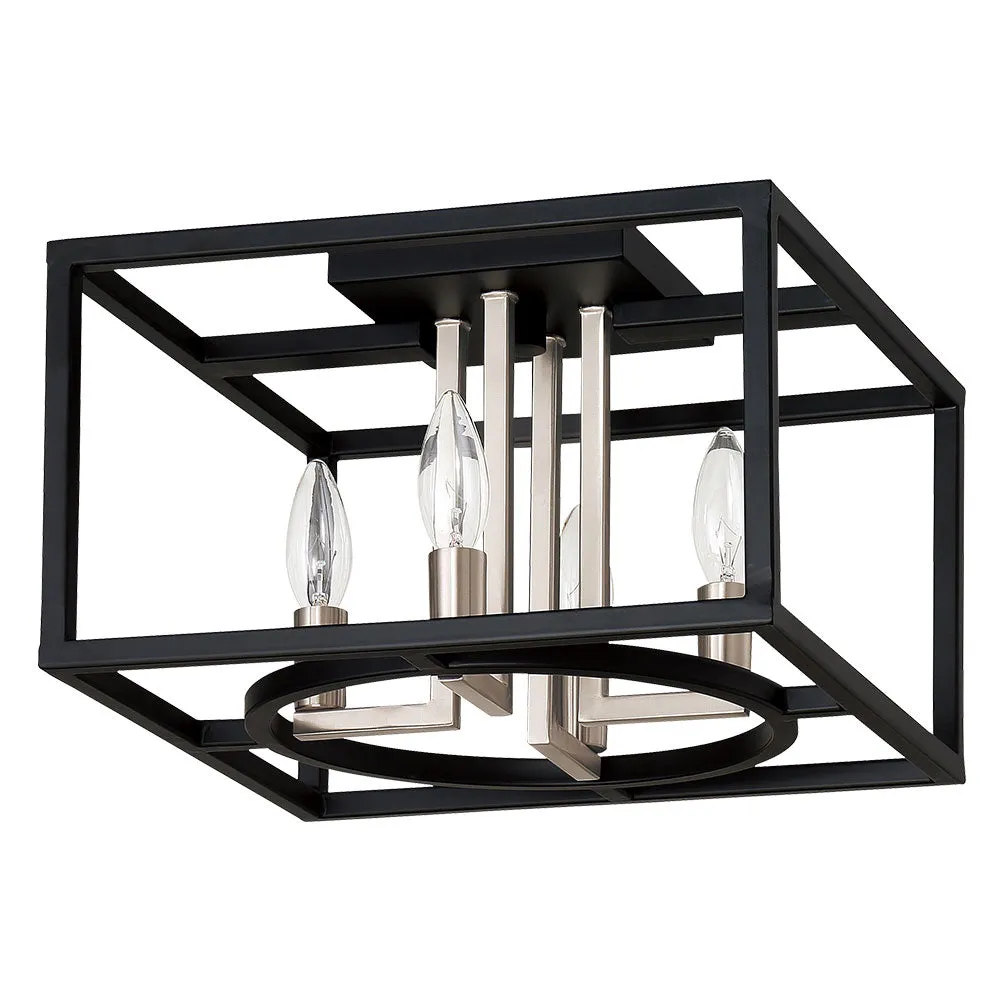 Four Light Ceiling Mount from the Mundazo Collection in Black and Brushed nickel Finish by Eglo USA