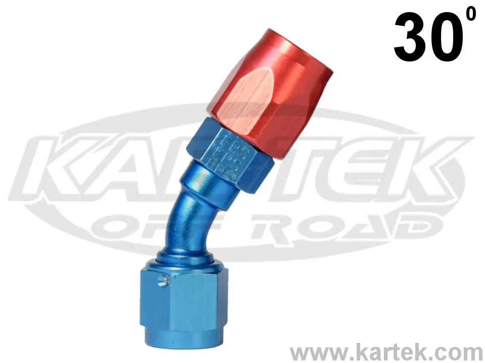 Fragola AN -16 Red And Blue Anodized Aluminum Series 3000 Cutter Style 30 Degree Bent Tube Hose Ends