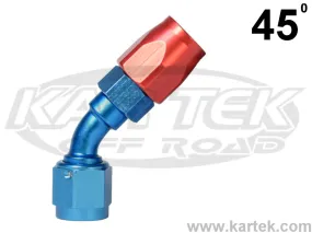 Fragola AN -16 Red And Blue Anodized Aluminum Series 3000 Cutter Style 45 Degree Bent Tube Hose Ends