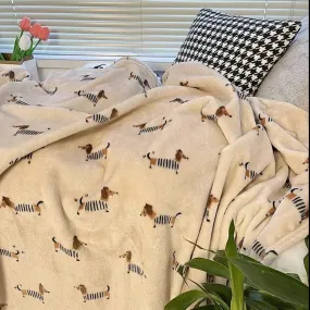 French Dachshund Fleece Blanket