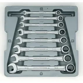 GearWrench 9308D 8 Pc. 72-Tooth 12 Point Ratcheting Combination SAE Wrench Set