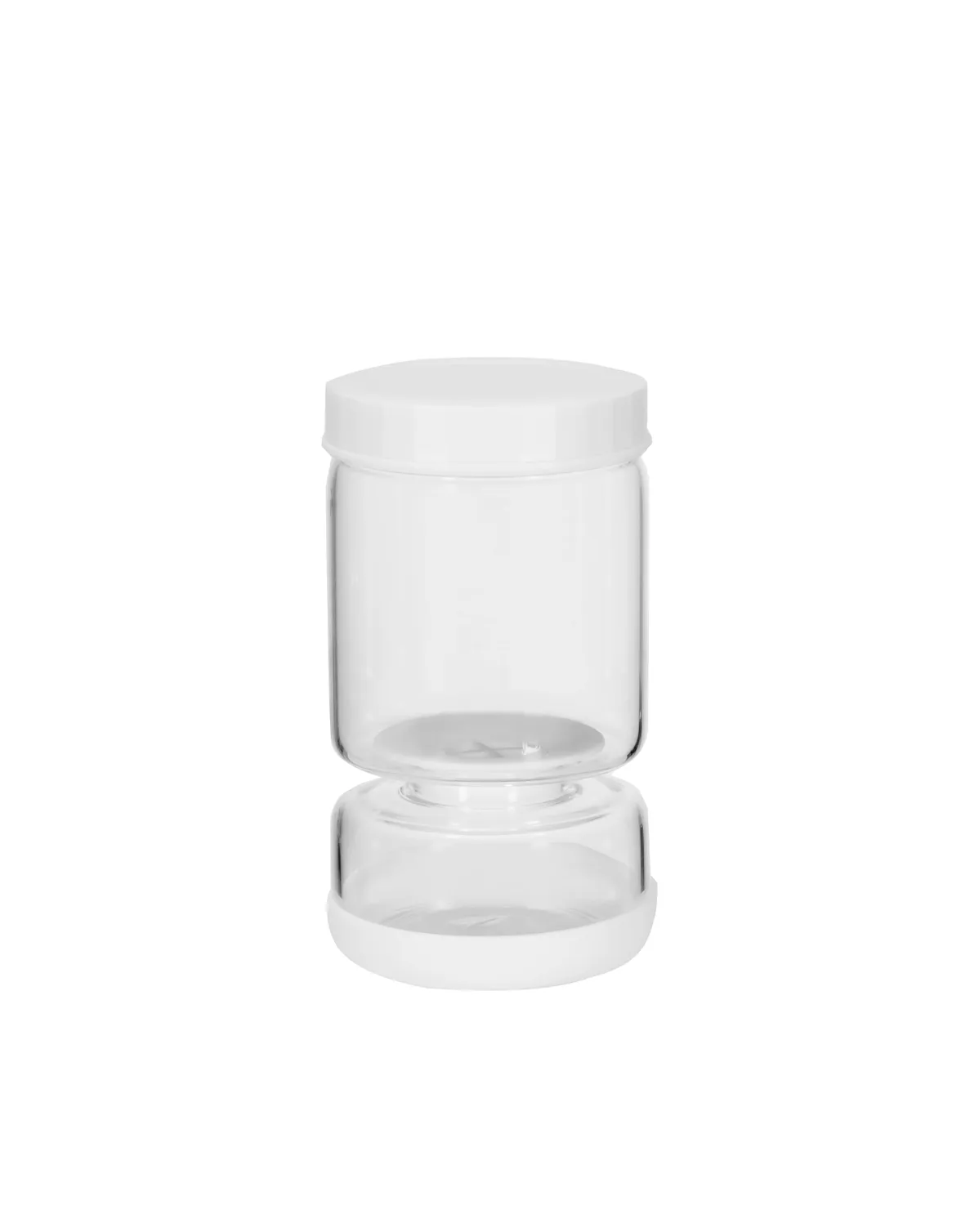 Genicook Dual-Part Glass Pickle Jar: The Flip-Over, Mess-Free Serving, Hand Blown Glass, Food Preserver (White Color)