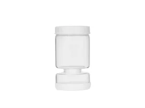 Genicook Dual-Part Glass Pickle Jar: The Flip-Over, Mess-Free Serving, Hand Blown Glass, Food Preserver (White Color)