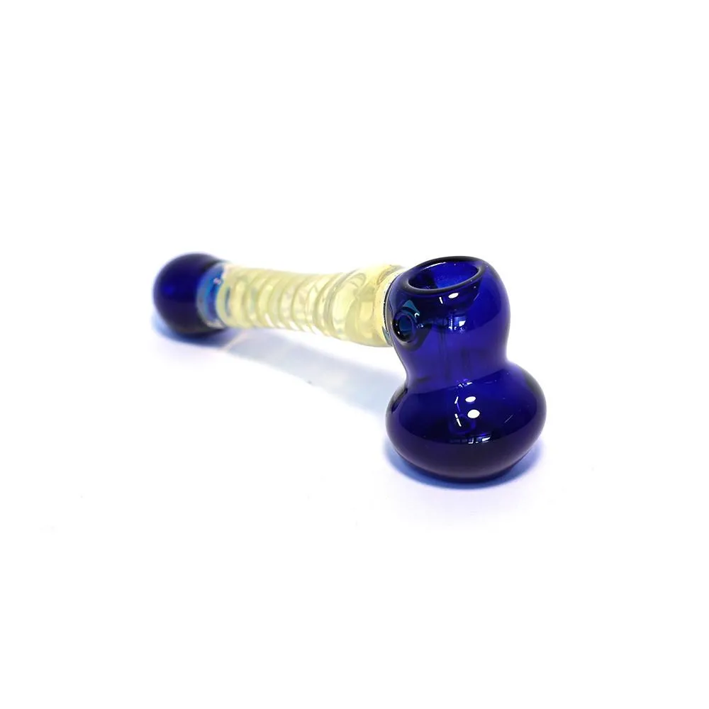 GLASS SPIRAL HAMMER PIPE - CLEAR / BLUE