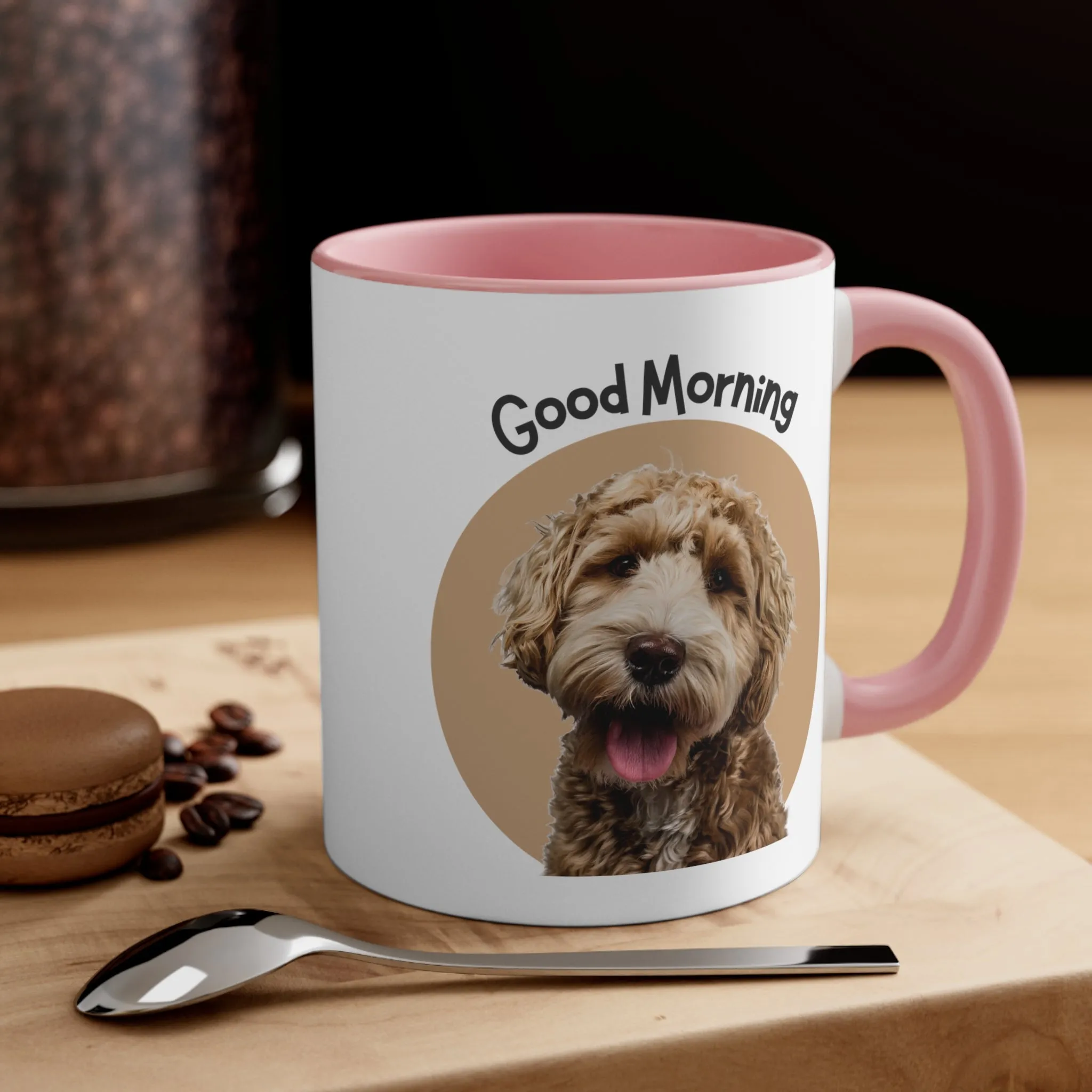 Good Morning Custom Golden Doodle Coffee Mug, 11oz Multi Colors, Dog Lover, Pet Owners,