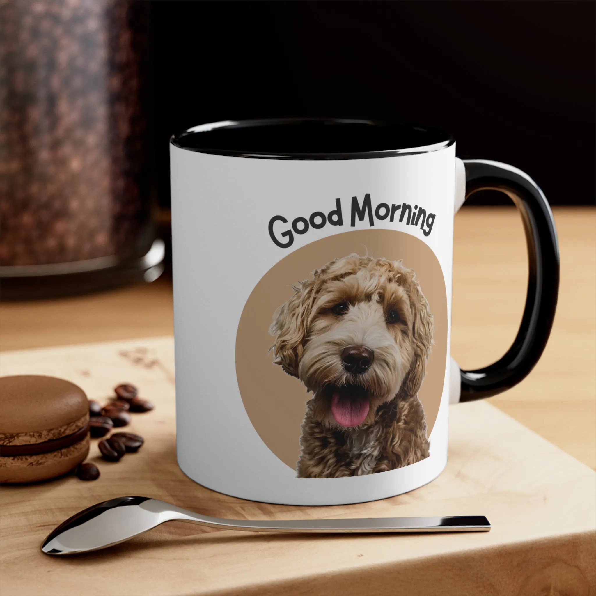 Good Morning Custom Golden Doodle Coffee Mug, 11oz Multi Colors, Dog Lover, Pet Owners,