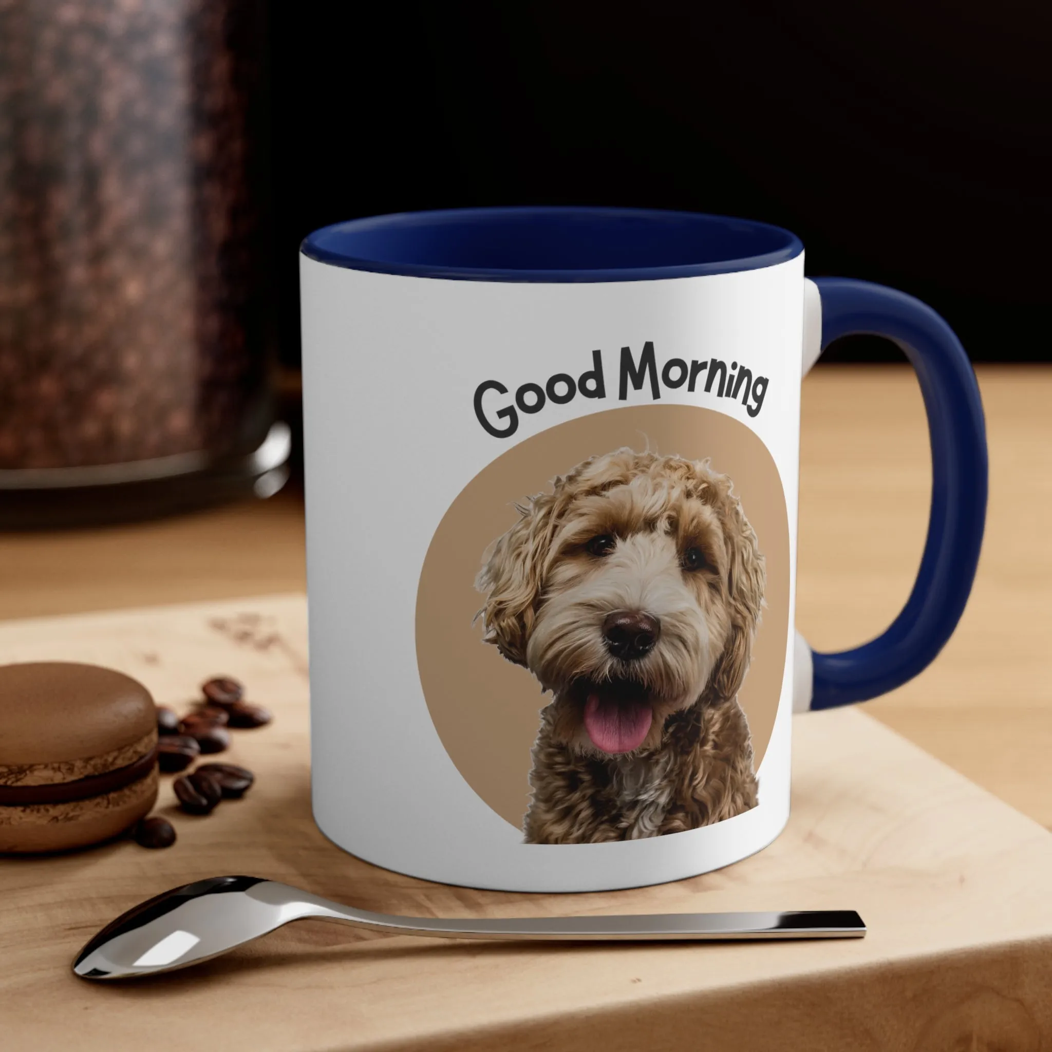 Good Morning Custom Golden Doodle Coffee Mug, 11oz Multi Colors, Dog Lover, Pet Owners,