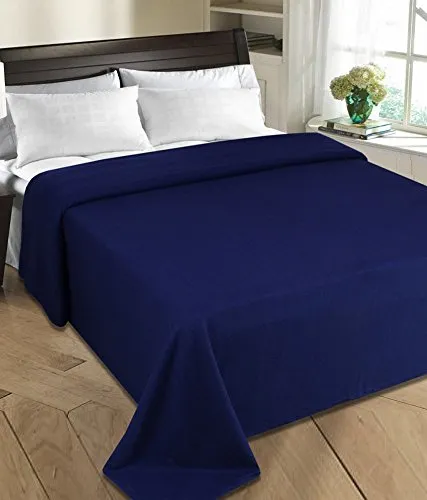 GOYAL'S Polar Fleece 250TC AC Double Bed Blanket - Blue