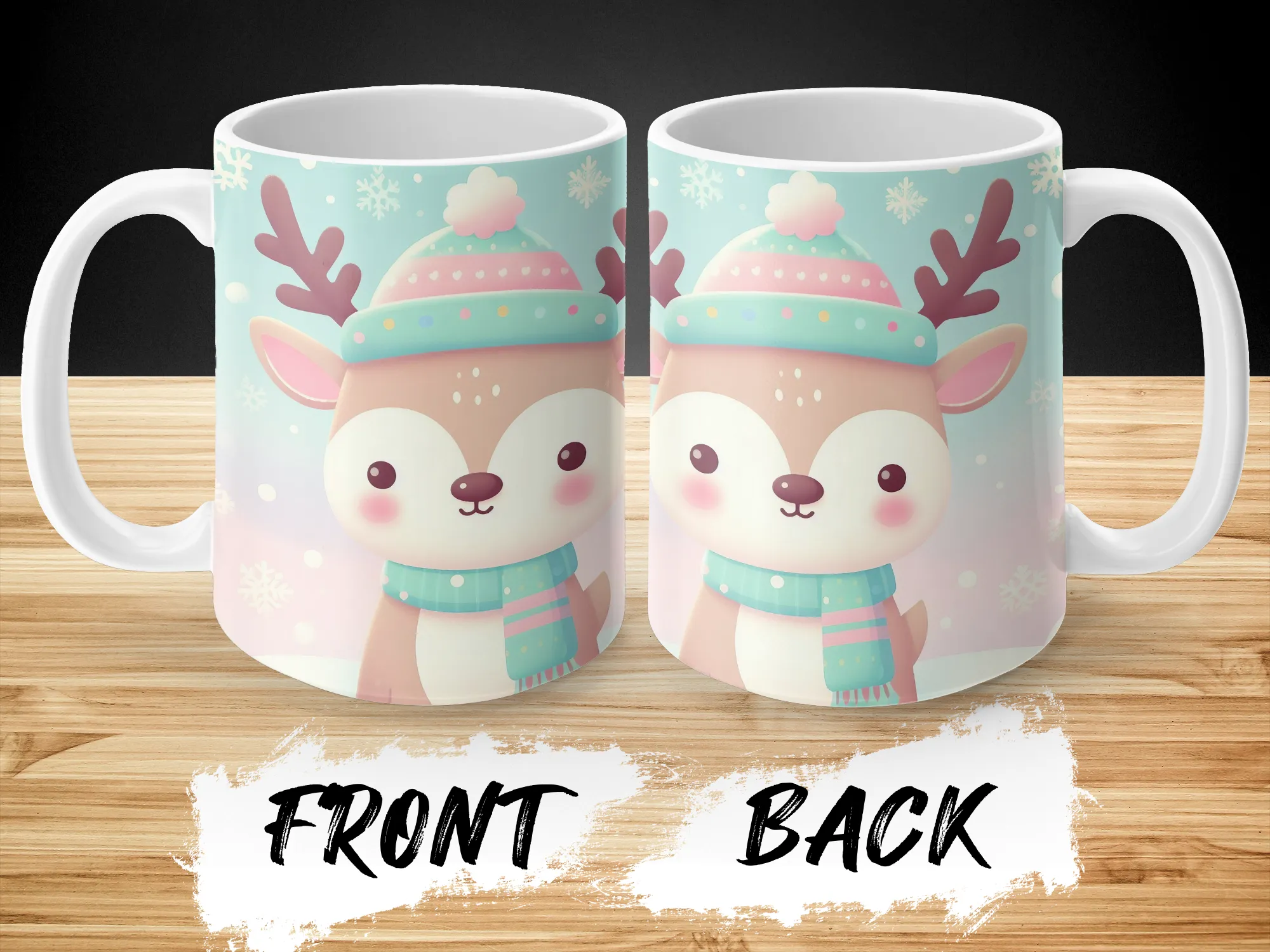 Hand drawn style Reindeer Pastel Colors Mug, perfect gift for Christmas or any special day Coffee Mug