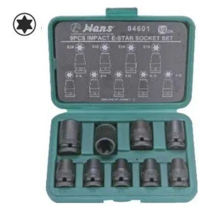 Hans 84601 1/2" Dr. 9pcs Impact E-Star Socket Wrench Set