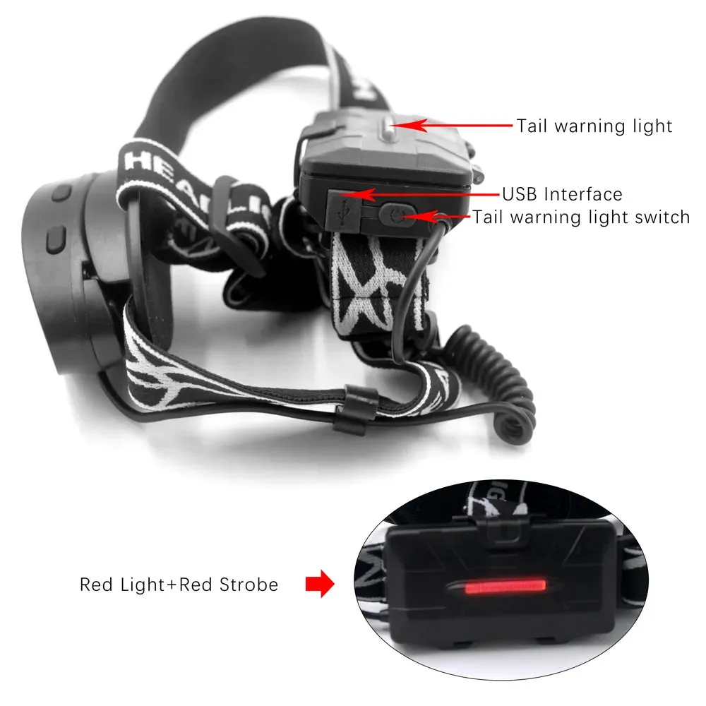 Headlamp High Lumen LED Headlight Torch Outdoor Flashlight Inductive Motion Sensor or Red T6 COB Head Lamp Camping Fishing Light