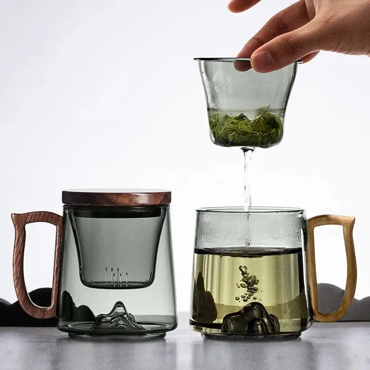 Heat Resistant Glass Tea And Water Separator Tea Cup For Home Use heat resistant glass tea cup