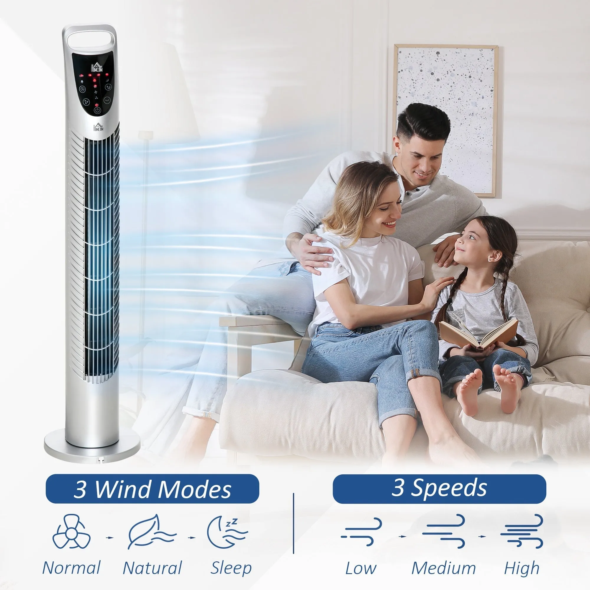 Homcom Oscillating Tower Fan With Remote Control