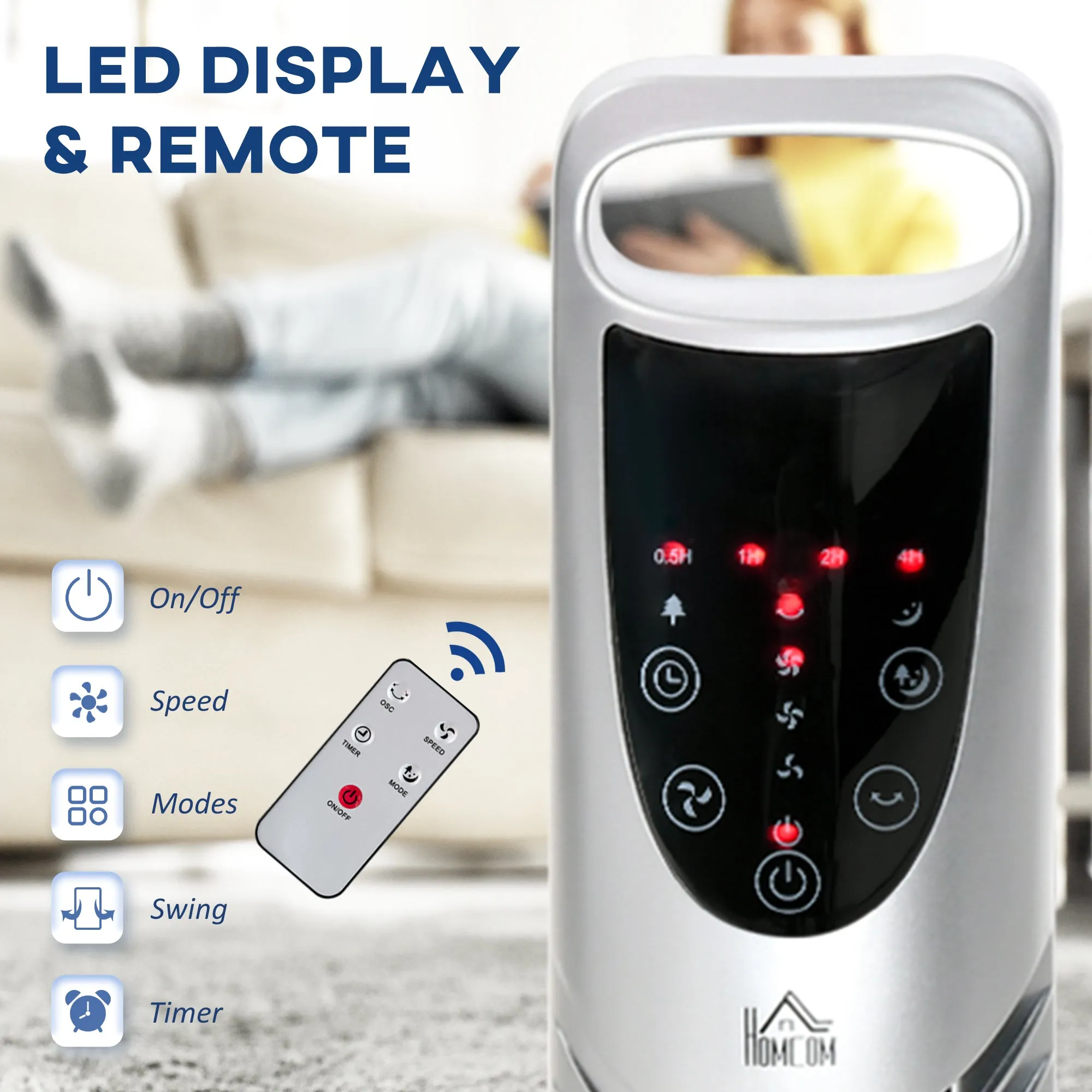 Homcom Oscillating Tower Fan With Remote Control