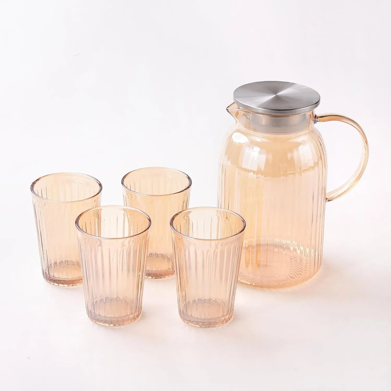 Homestic Borrosilicate Jugs and Glasses Set|JDA018-AMB|Pack of 5