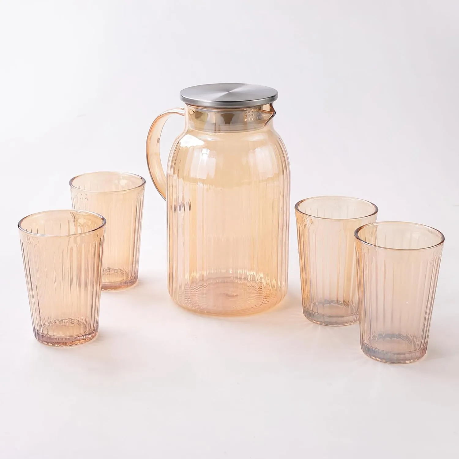 Homestic Borrosilicate Jugs and Glasses Set|JDA018-AMB|Pack of 5