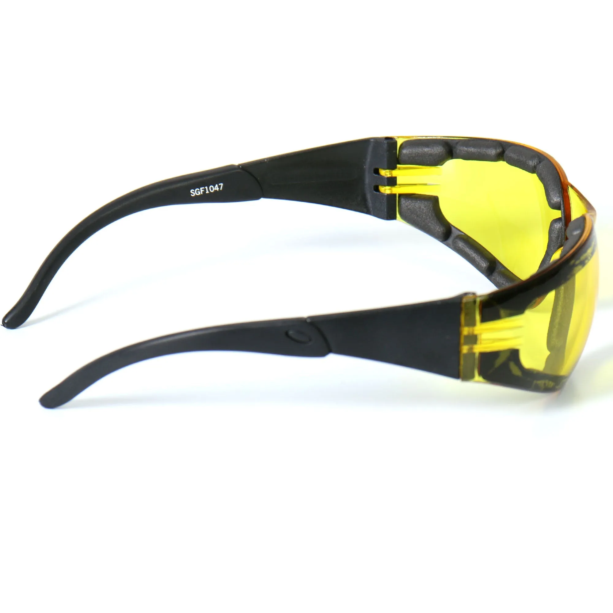 Hot Leathers Rider Sunglasses with Padding and Yellow Lenses