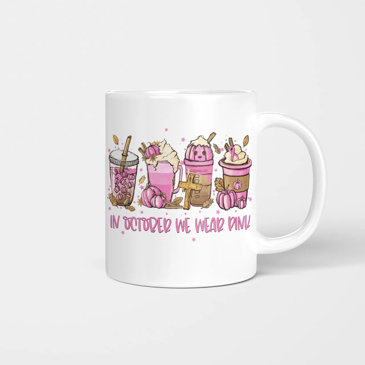 In October We Wear Pink, Breast Cancer Awareness, Cross, God Mug, Jesus Mug