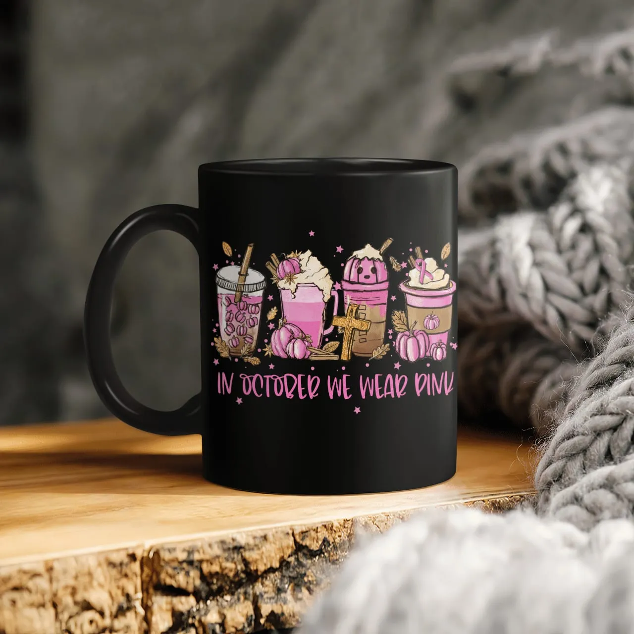 In October We Wear Pink, Breast Cancer Awareness, Cross, God Mug, Jesus Mug