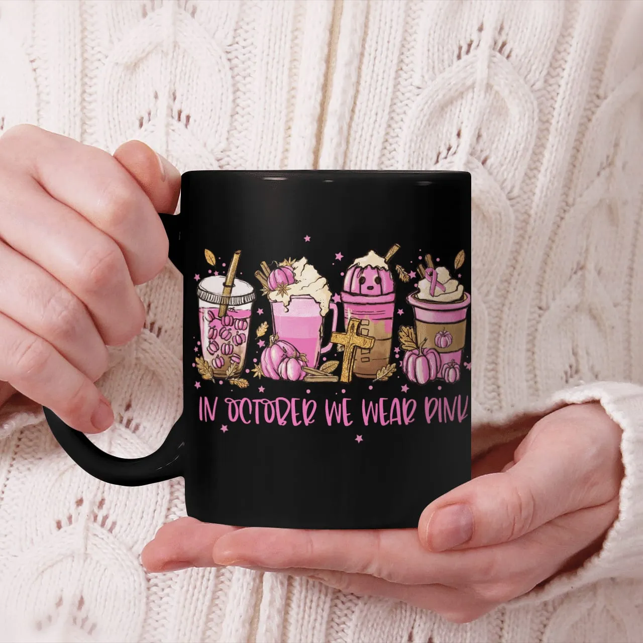 In October We Wear Pink, Breast Cancer Awareness, Cross, God Mug, Jesus Mug