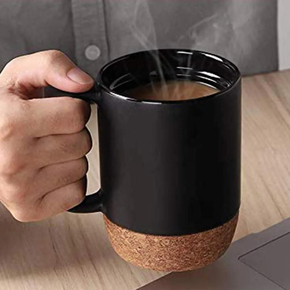 Insulated Splash-Proof Ceramic Coffee Mug with Cork Base