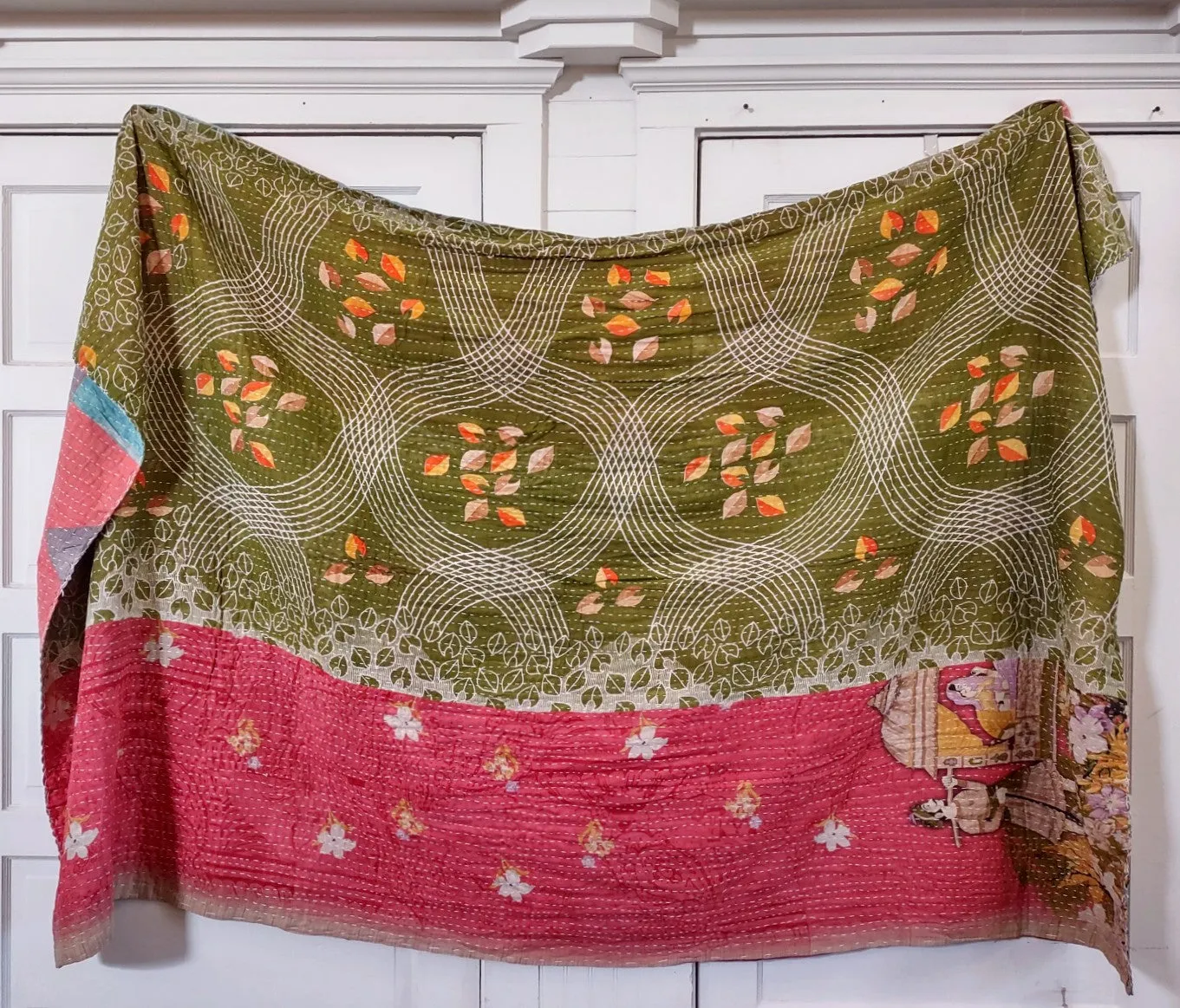 Kantha Sari Throw Blanket #1470