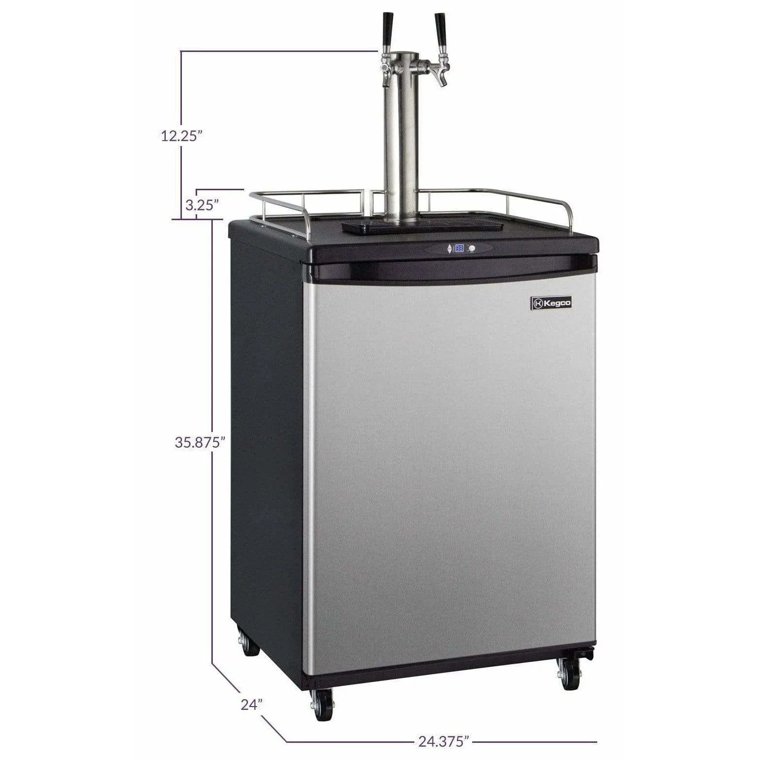 Kegco 24" Wide Kombucha Dual Tap Stainless Steel Kegerator KOM163S-2