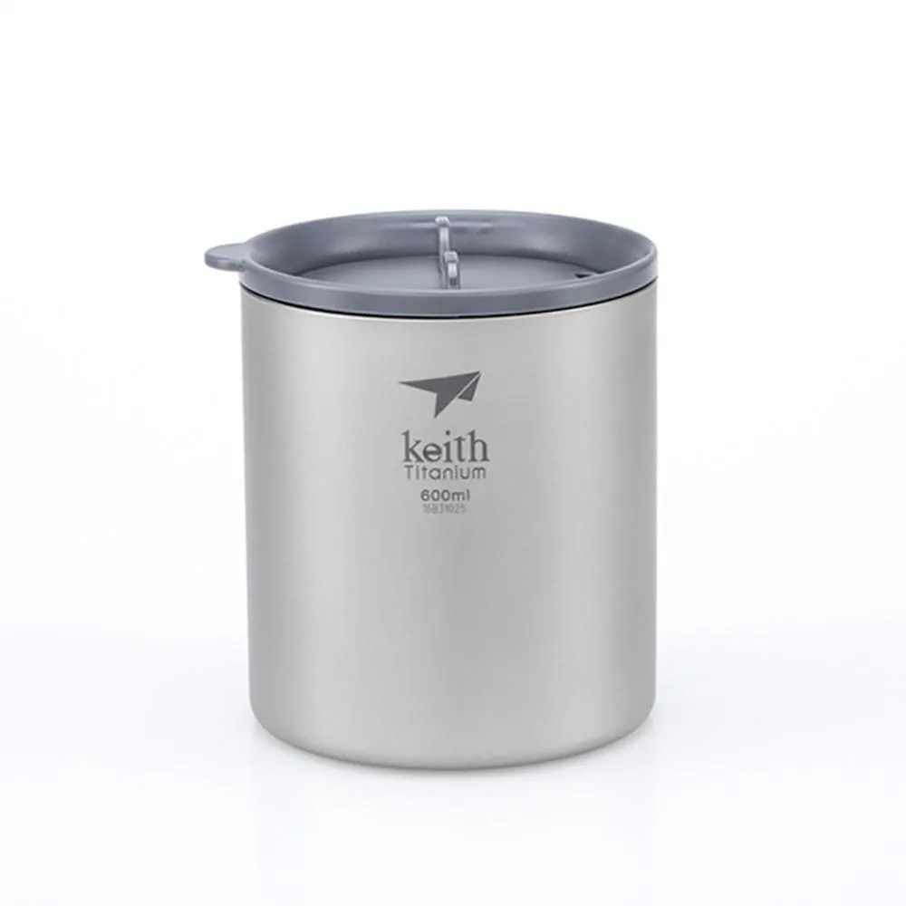 Keith Double-Wall Titanium Mug with Lid 600mL