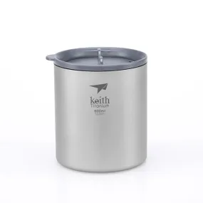 Keith Double-Wall Titanium Mug with Lid 600mL