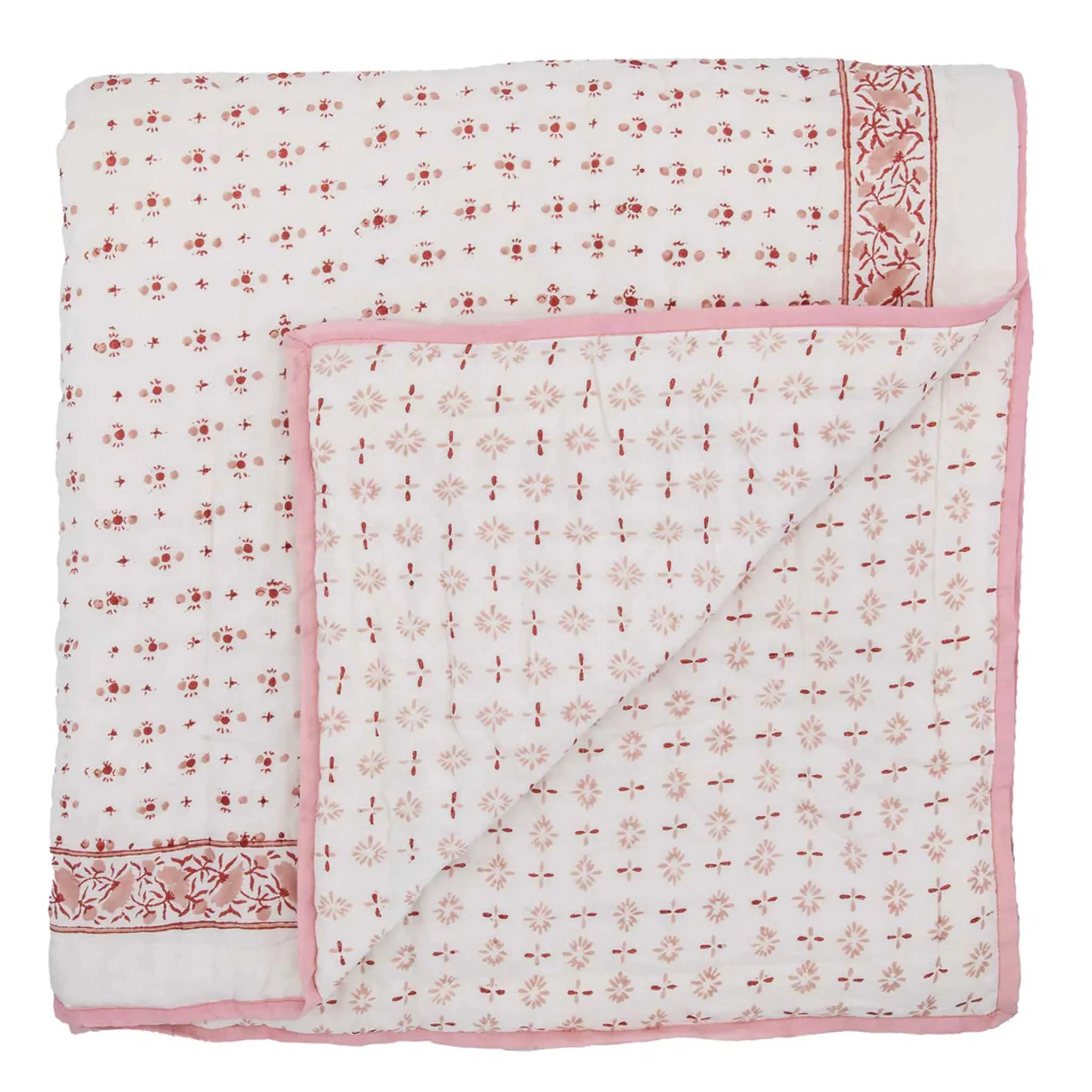 King/Double Clavel Pink Red Quilt