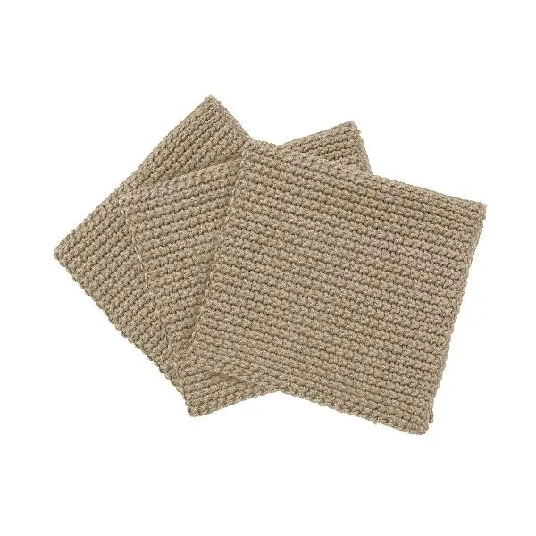 Knitted Dish Cloths - Set of 3 - Cotton