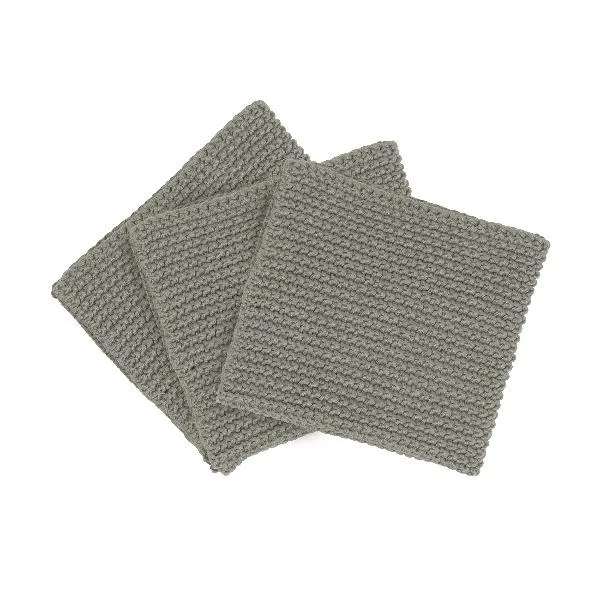 Knitted Dish Cloths - Set of 3 - Cotton