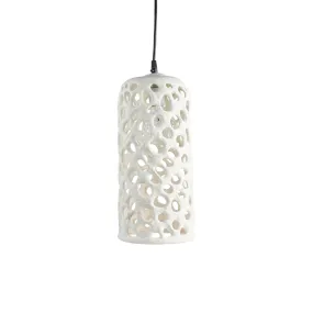 Large Cylinder Hanging Lantern in White