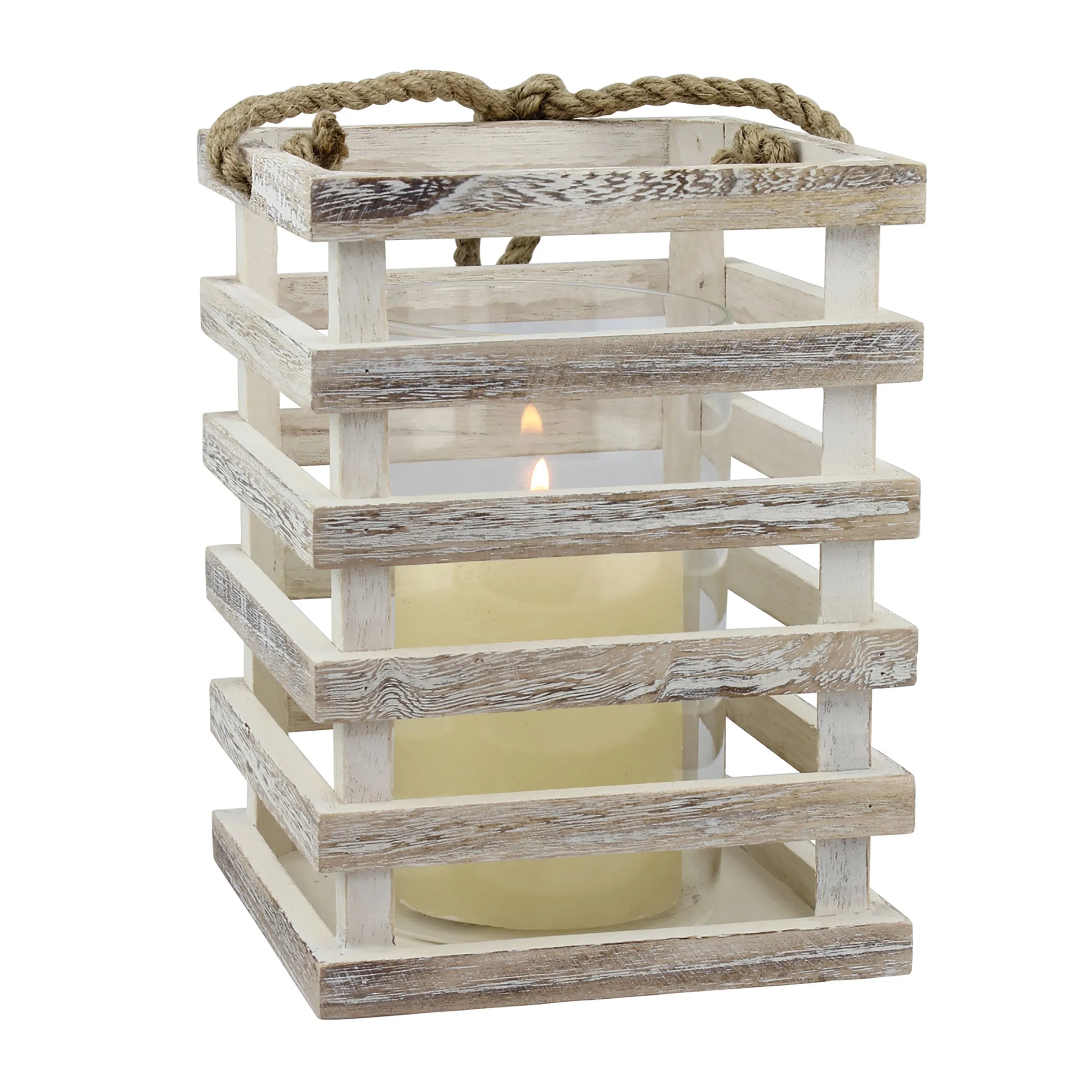 Large Weathered White Beach House Lantern