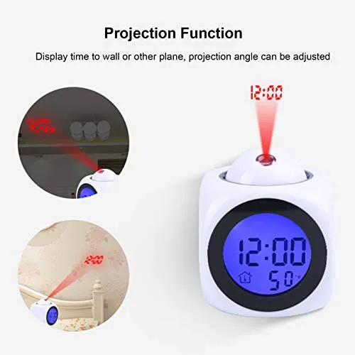 LCD Clock, Projection Clock, Celsius And Fahrenheit Temperatures Can Be Converted Essential for Office Workers Students Home