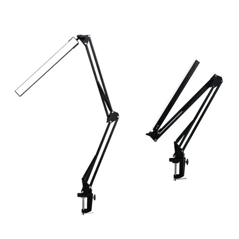 LED Folding Metal  Desk Lamp Clip on Light Clamp Long Arm Dimming Table Lamp 3 Colors For Living Room Reading And Computers